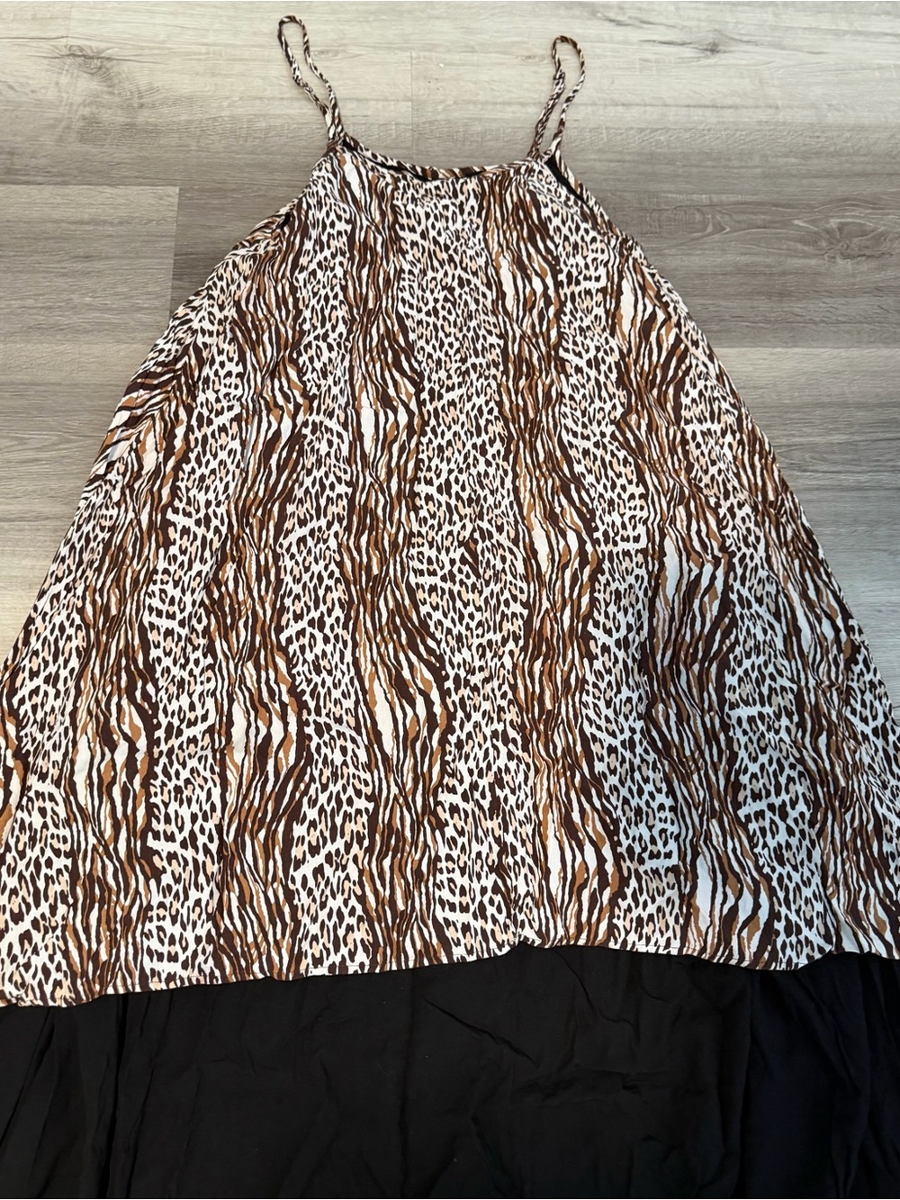 Brown Animal Print A-Line Maxi dress